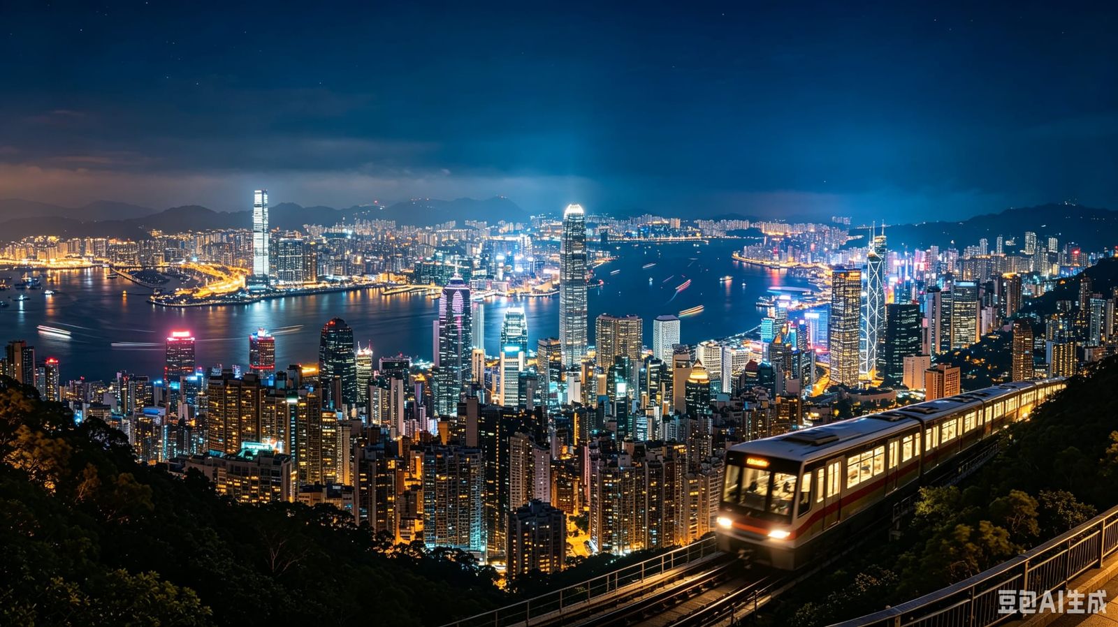 Hong Kong skyline and harbour from Victoria Peak