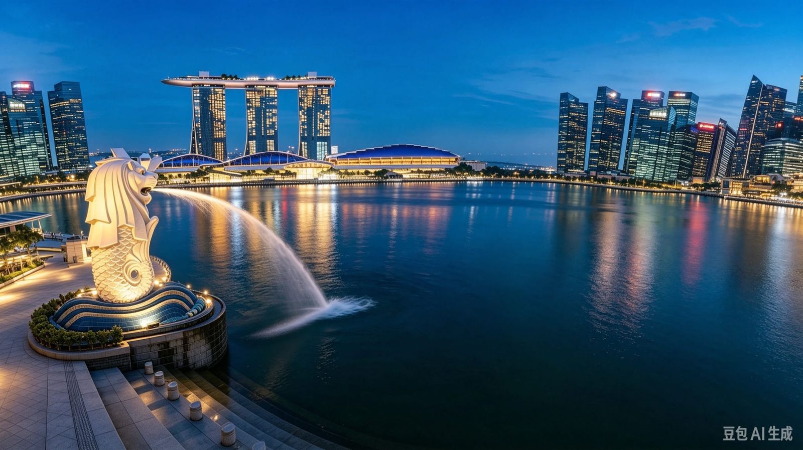 Marina Bay Sands and the Merlion, Singapore
